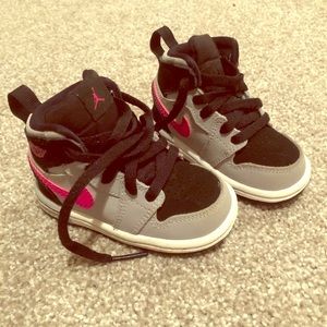 Baby Jordan’s! Black, gray and pink